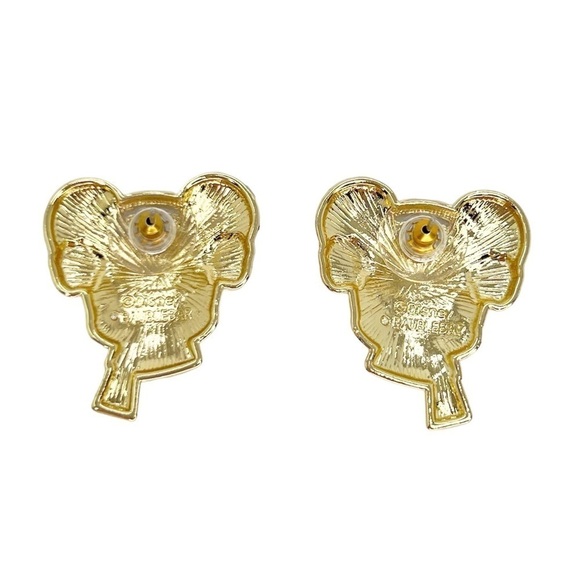 Disney x Baublebar Minnie Mouse Earrings Winter Scarf Earmuffs Gold Plated NWT - Picture 2 of 4